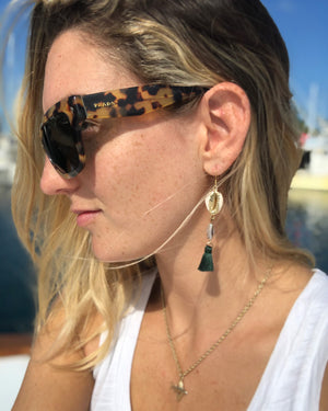 Gold and Green Earrings