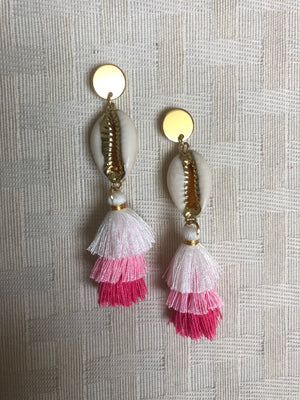 Circle Tassel Earrings Pink